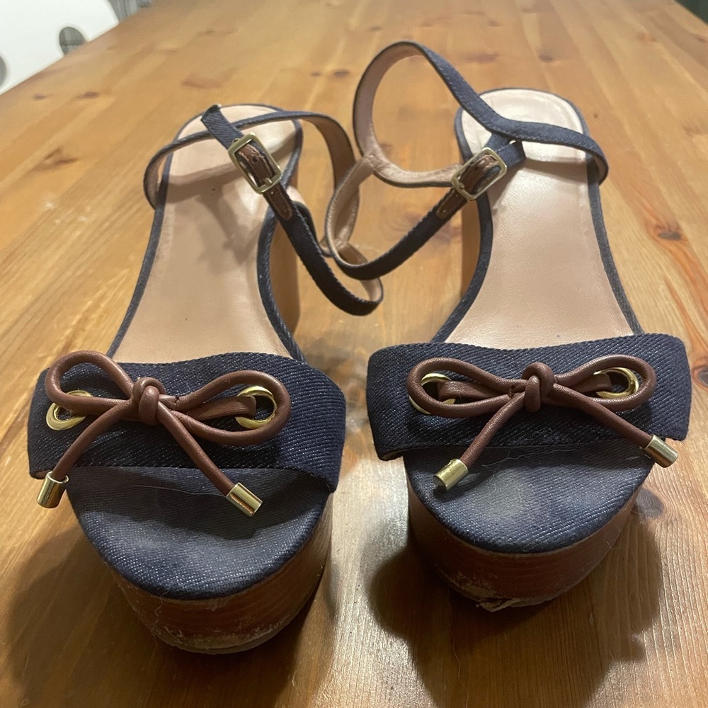 Kate Spade denim platform sandals Sz 8